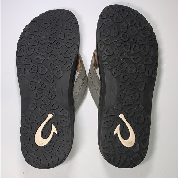 Olukai Men\'s Malau Gray Brown Leather Flip Flops Thong Sandals 15 main image 14